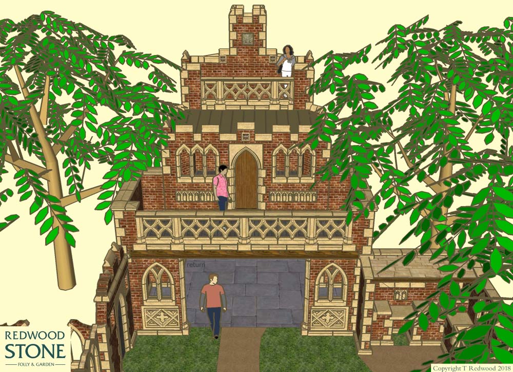 3D Gothic Folly Design Drawing