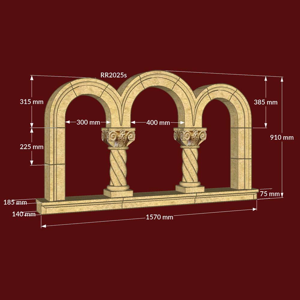 Triple Light Cloister Window with 2 small jambs