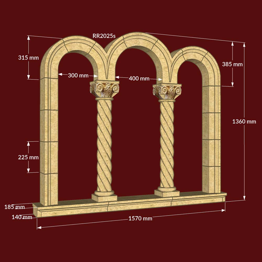 Triple Light Cloister Window with 4 small jambs