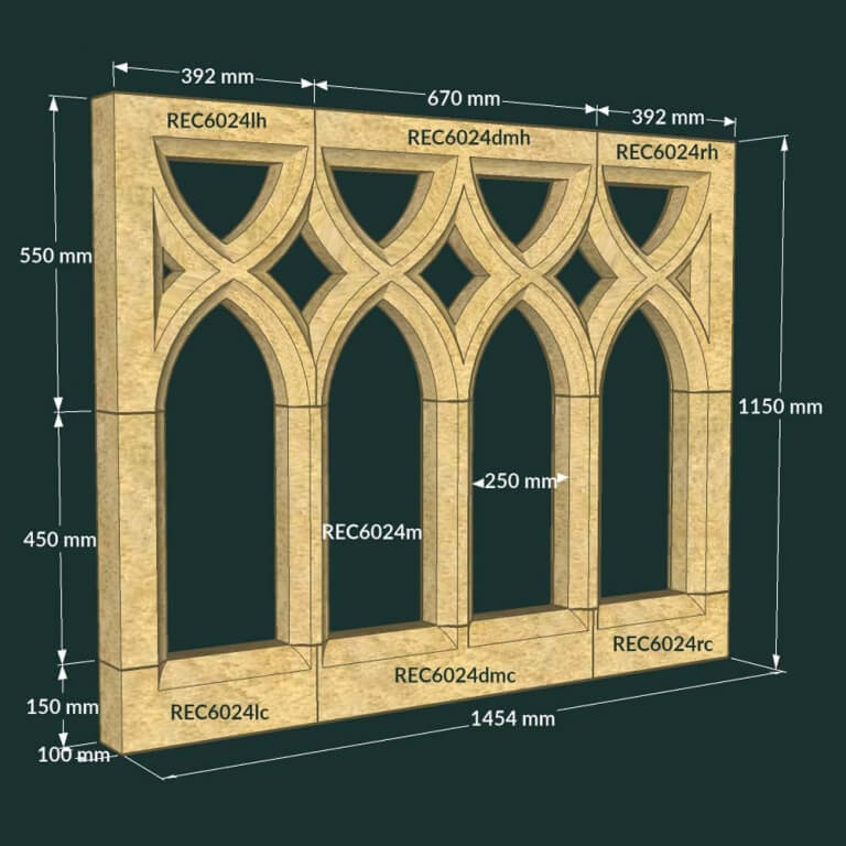 Tracery Window - Gothic Tracery Window - Redwood Stone