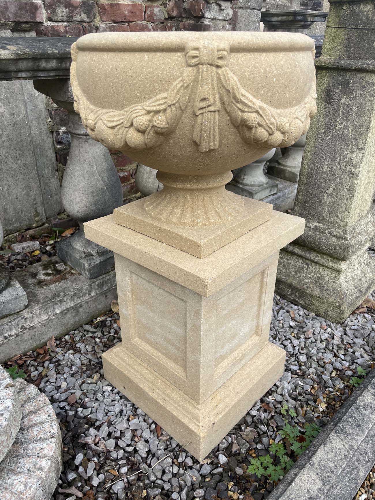fruit vase on small tudor plinth