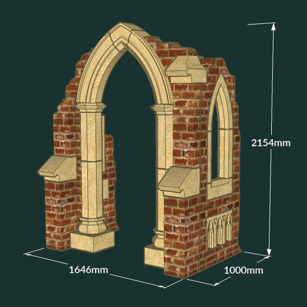 Buttressed Small Gothic Arch Entrance & Return